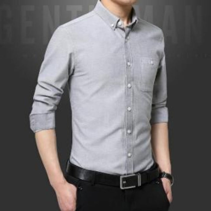Classic Men's Shirt with Button Front: navy blue, white button-up shirts, minimal style