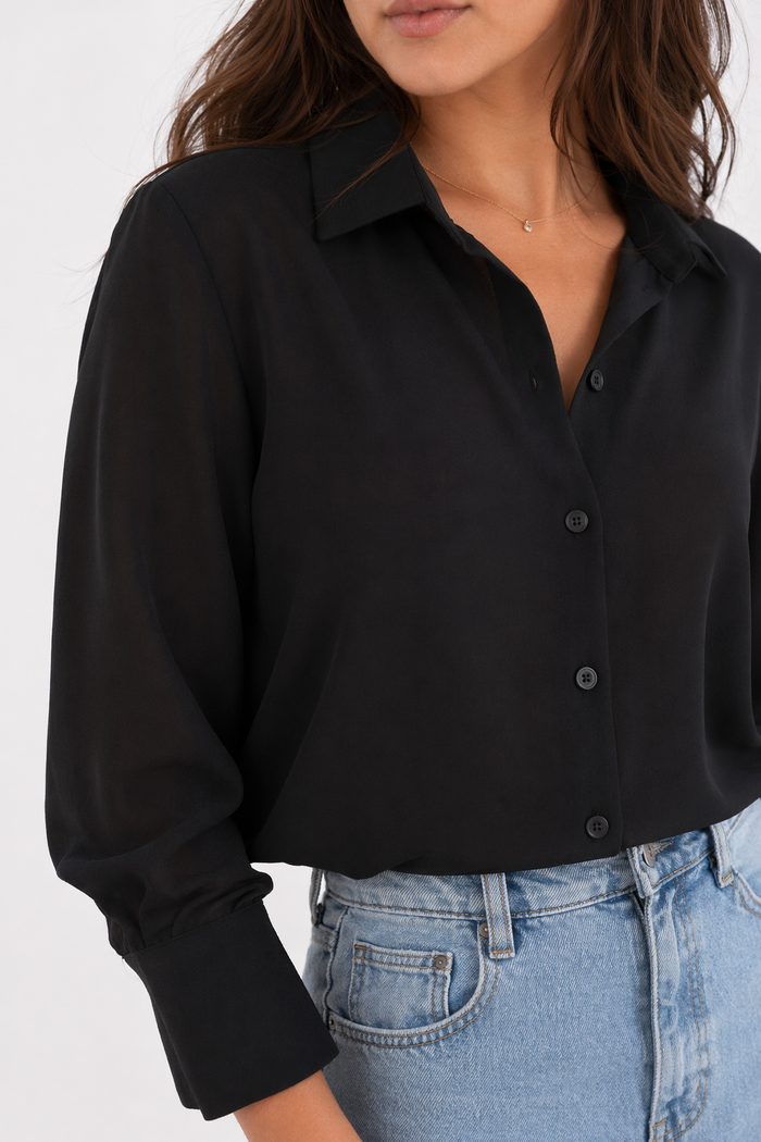 Classic Sheer Women's Top Black