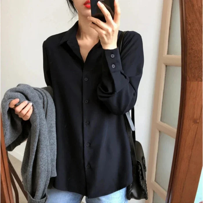 Classic Sheer Women's Top: black, light blue outfit/clothing, minimal style
