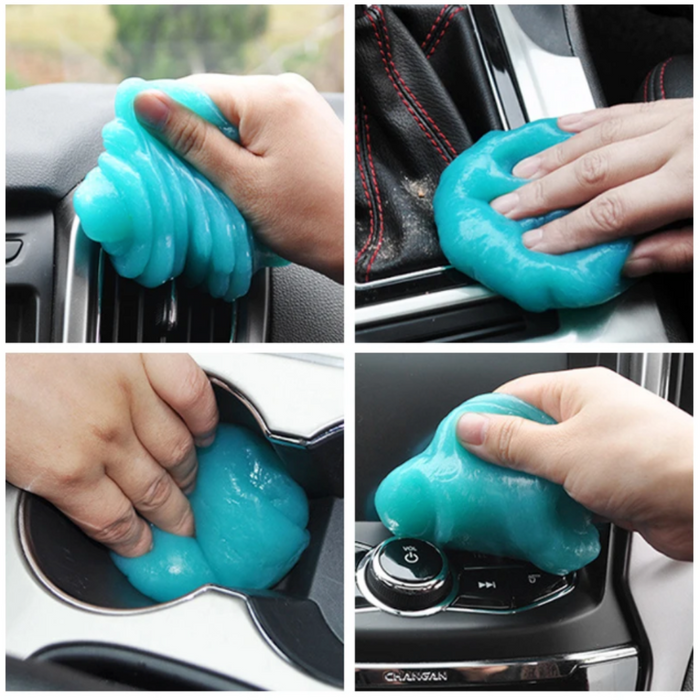 Cleaning Putty for Dust Removal: white, bright blue elephant character, cartoon, playful style