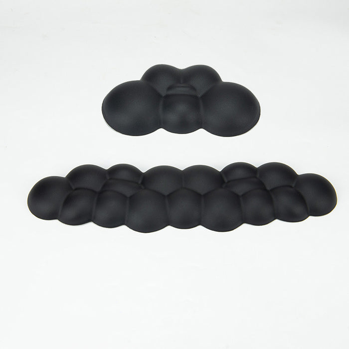 Cloud Keyboard Wrist Rest, Comfortable and Whimsical: black two black padded accessory pieces, minimal style