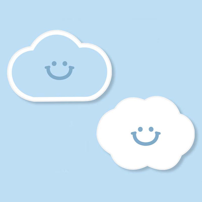 Cloud Mouse Pad: Whimsical, Compact, Durable: light blue, white smiling cloud character, cute cartoon style