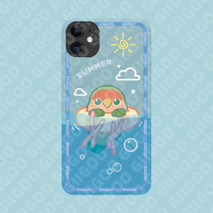 Cockatiel iPhone Case: blue, yellow yellow chick character, kawaii cartoon style