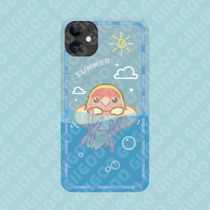 Cockatiel iPhone Case: blue, yellow yellow chick character, kawaii cartoon style