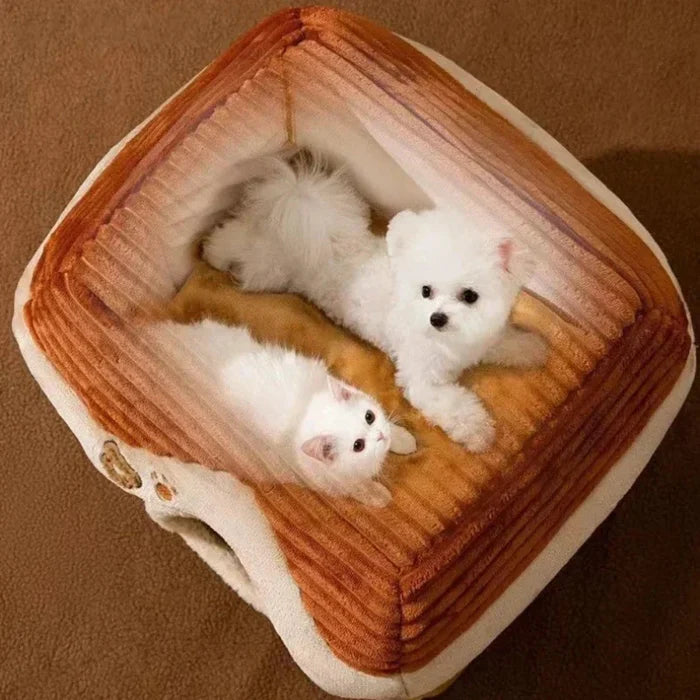 Collapsible Animal Shelter: beige, brown dog-themed house with a small white dog visible, cute cartoon/kawaii style
