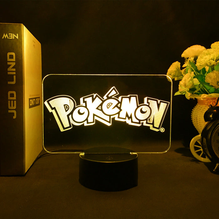 Color Changing LED Night Light: purple, white Pikachu, cartoon style
