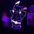 Color Changing LED Night Light: purple, white Pikachu, cartoon style