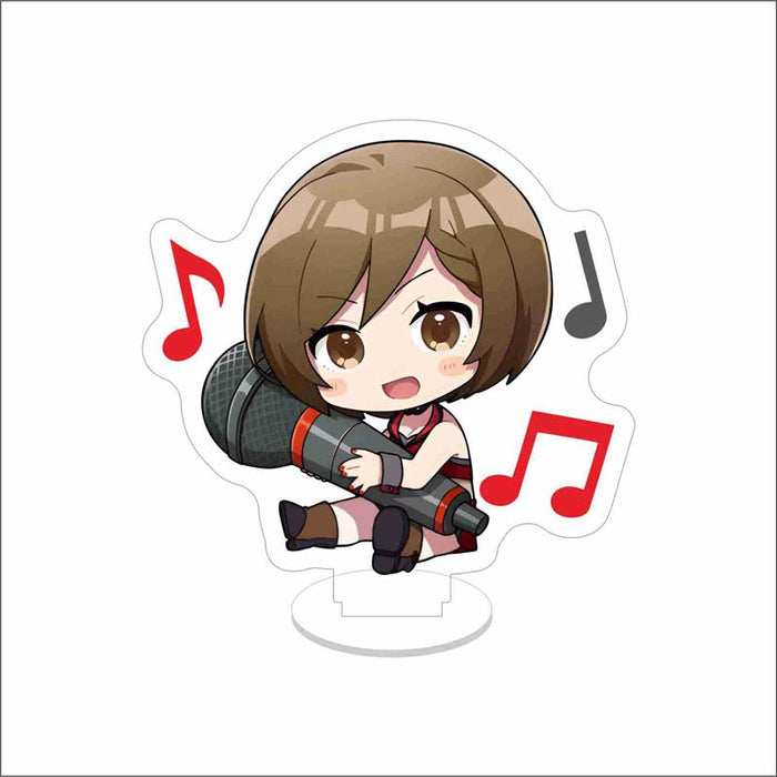 Colorful Miku Acrylic Standee Collection: pink, black anime-style pink-haired girl with headphones and microphone, kawaii chi
