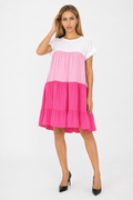 Colorful Ruffled Sleeve Summer Dress for Women Pink