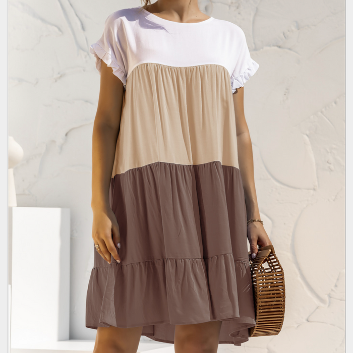 Colorful Ruffled Sleeve Summer Dress for Women: white, light pink dress, casual, feminine style