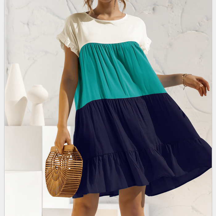Colorful Ruffled Sleeve Summer Dress for Women: white, light pink dress, casual, feminine style