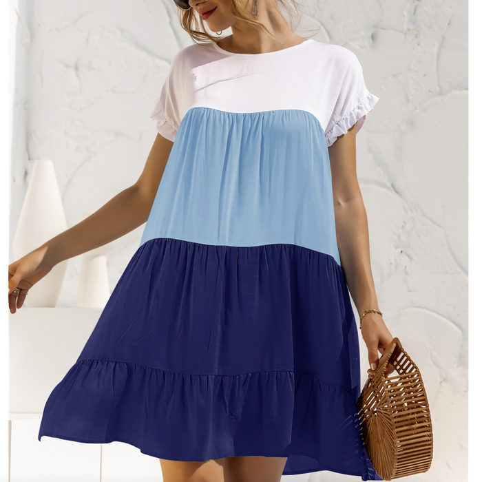 Colorful Ruffled Sleeve Summer Dress for Women: white, light pink dress, casual, feminine style