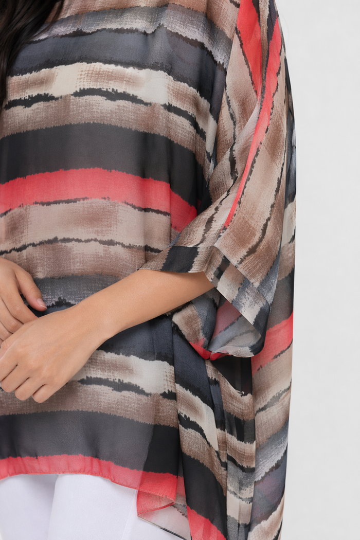 Colorful Striped Chiffon Tunic for Women Default