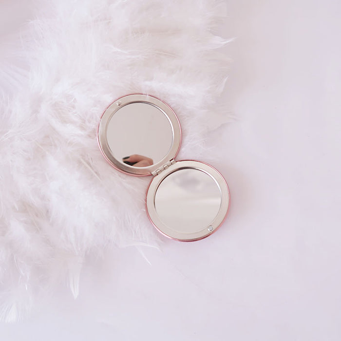 Compact Cute Mirror, Perfect Gift!: pink, gold five-point star/pentagram design, fantasy/cartoon-inspired style