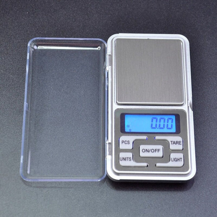 Compact Digital Scale for Weight measurement on-the-go: silver, gray digital pocket scale, compact electronic style