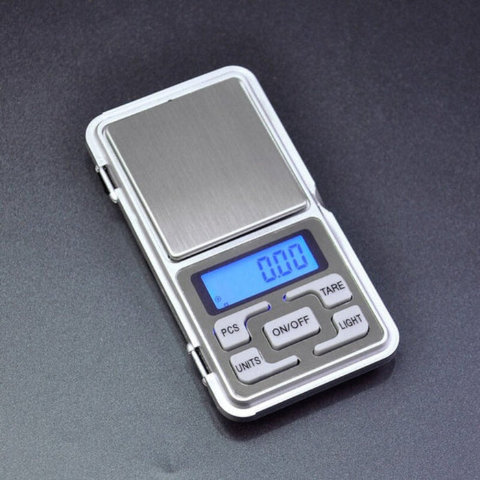 Compact Digital Scale for Weight measurement on-the-go: silver, gray digital pocket scale, compact electronic style