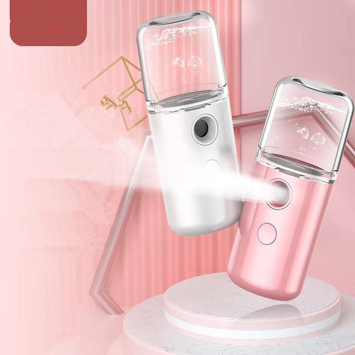 Compact Handheld 30ml Nano Hydrating Mist: A Revised Title: white, pink handheld mist sprayers, minimal style