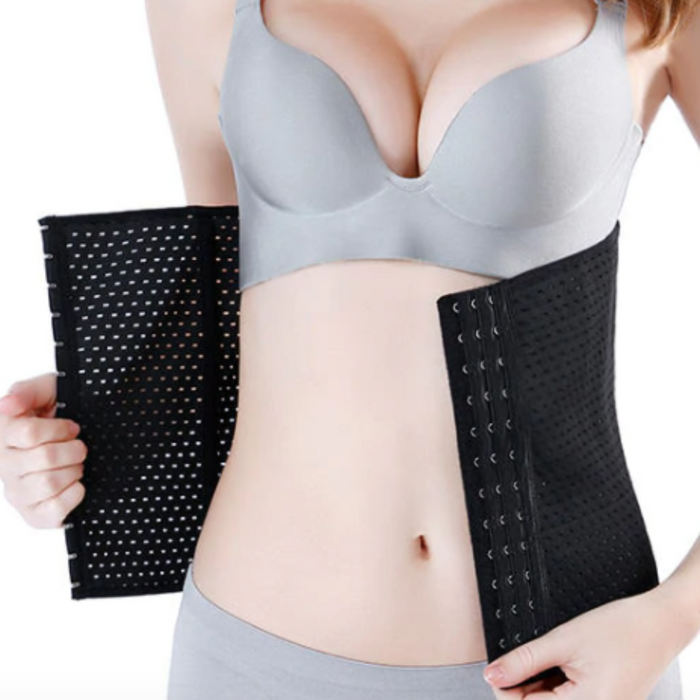 Compression Waist Cincher Shapewear for Women, Enhance Your Figure with this Girdle Corset: black, light gray waist trainer/c
