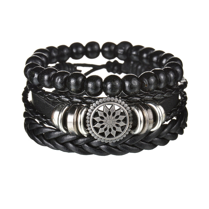 Contemporary Men's Layered Wristband: brown, black bracelet sets, bohemian, layered, casual style