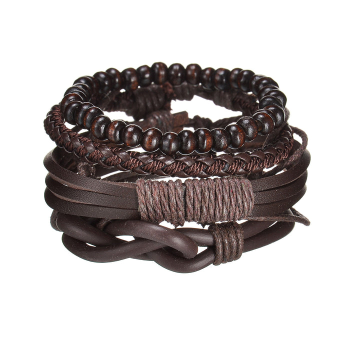 Contemporary Men's Layered Wristband: brown, black bracelet sets, bohemian, layered, casual style