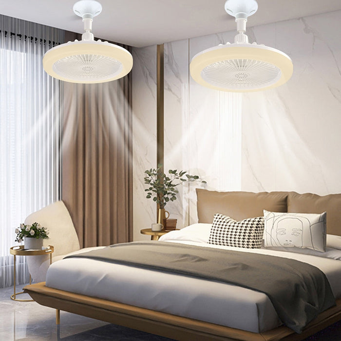 Contemporary Remote-Controlled LED Ceiling Fan with Built-in Lighting: white, gray ceiling-mounted fan light, modern minimal
