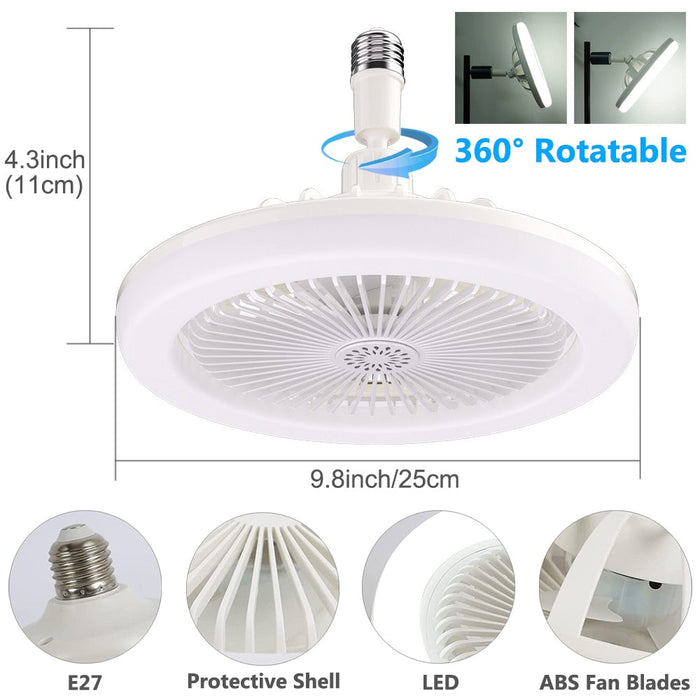 Contemporary Remote-Controlled LED Ceiling Fan with Built-in Lighting: white, gray ceiling-mounted fan light, modern minimal