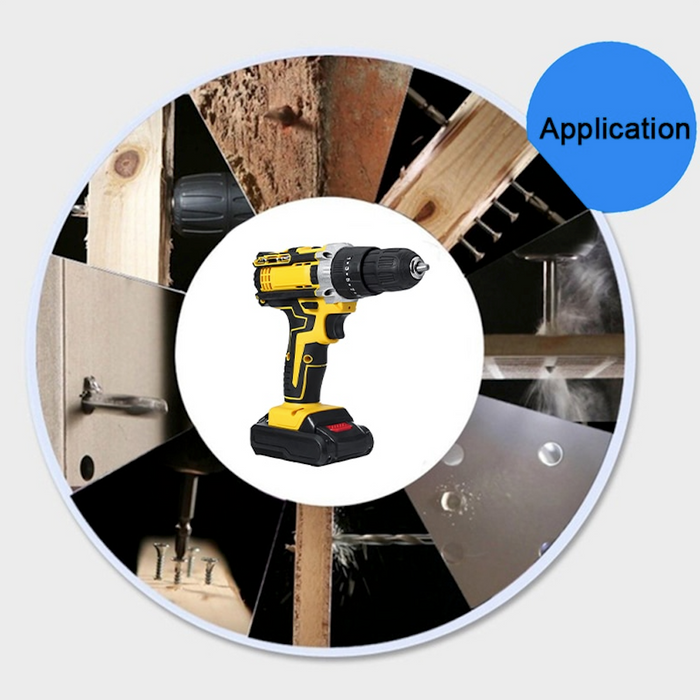 Cordless Impact Drill Driver with 48V Power and 25+3 Torque Options: yellow, black cordless power drill, modern industrial st