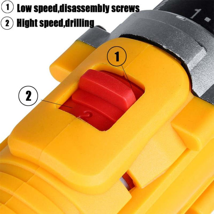Cordless Impact Drill Driver with 48V Power and 25+3 Torque Options: yellow, black cordless power drill, modern industrial st