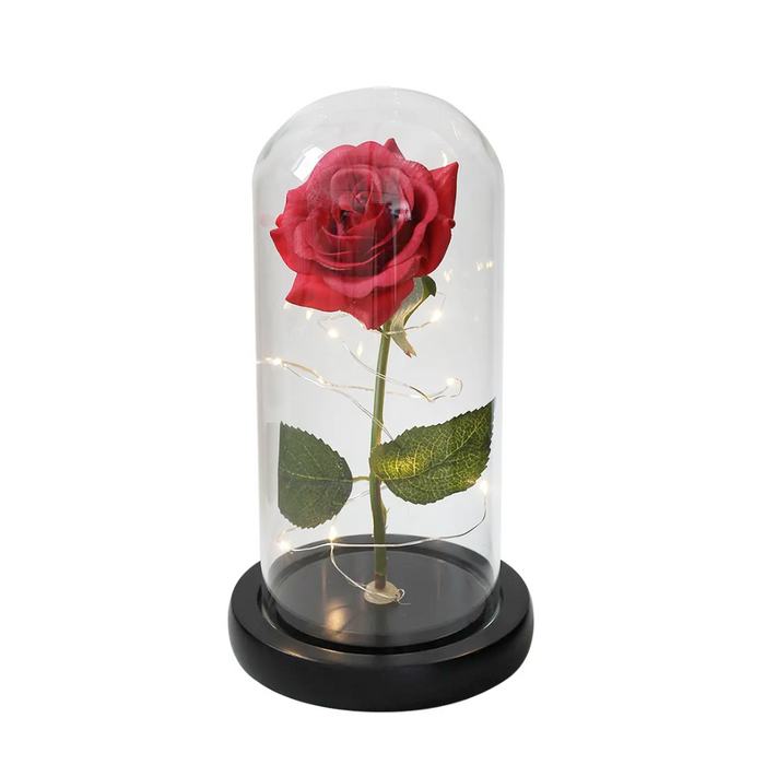 Cosmic LED Rose Sphere: red, blue roses, romantic decorative floral style