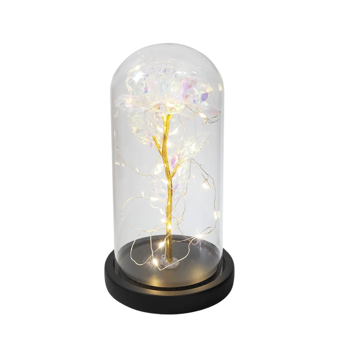 Cosmic LED Rose Sphere: red, blue roses, romantic decorative floral style