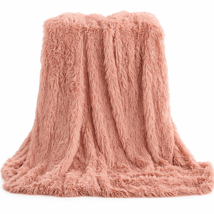 Cozy Faux Fur Blanket for Ultimate Comfort PINK