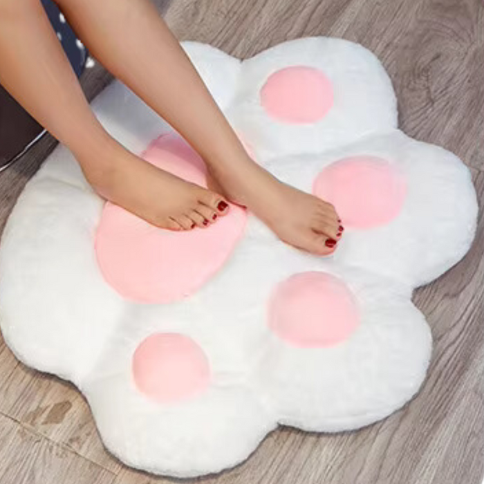 Cozy Paw Soft Mat: gray, pale pink animal paw, kawaii style