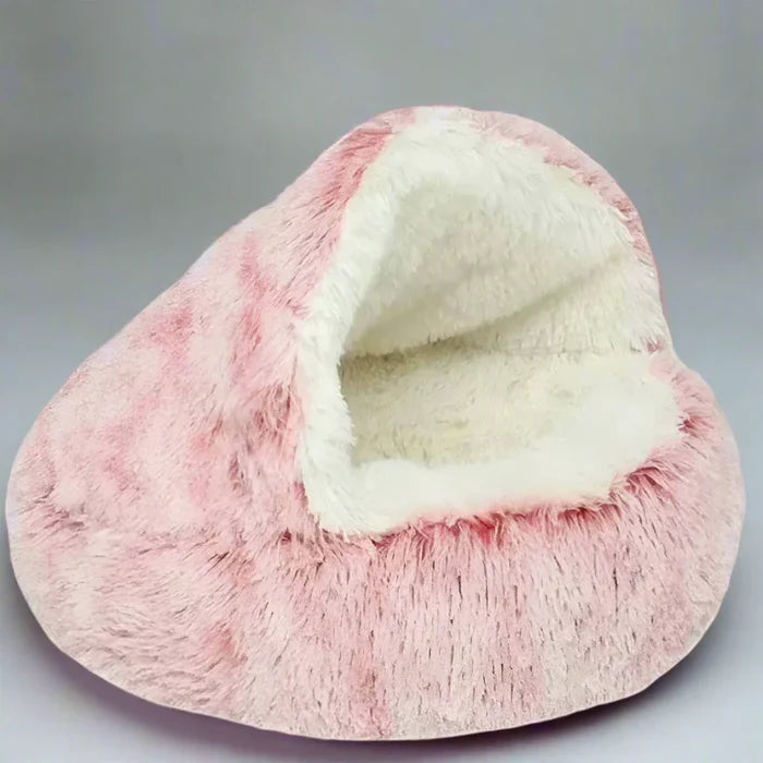 Cozy Pet Bed for the Winter Season: light gray, white cat, cozy plush style