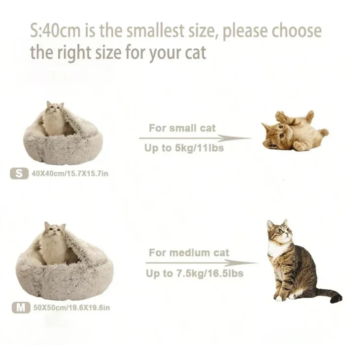 Cozy Pet Bed for the Winter Season: light gray, white cat, cozy plush style