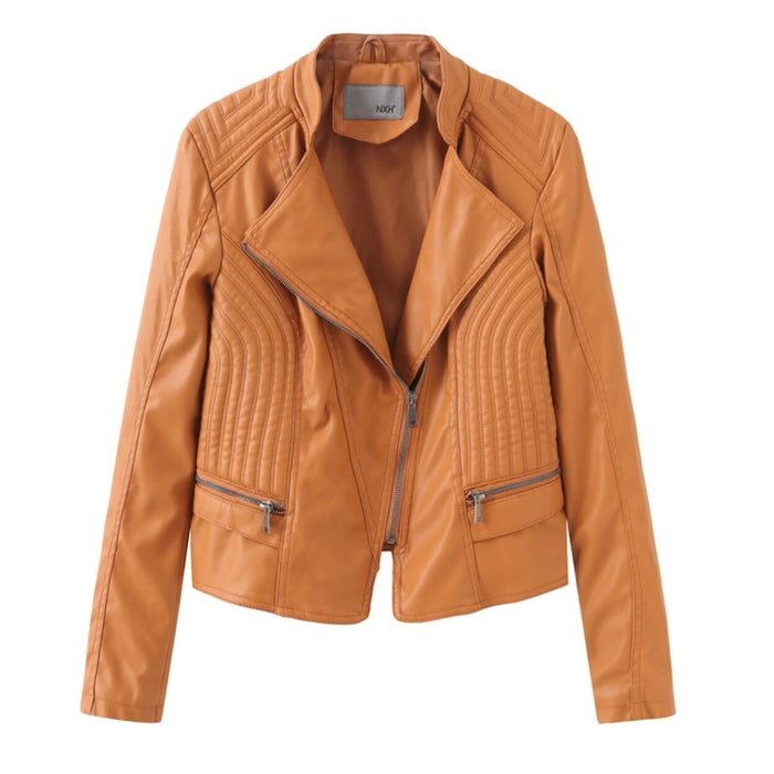 Cropped Motorcycle Jacket for Women with Slim Fit: light gray-blue, silver jacket, minimal moto-inspired style