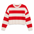 Cropped Sweater with Stripes for Women Red
