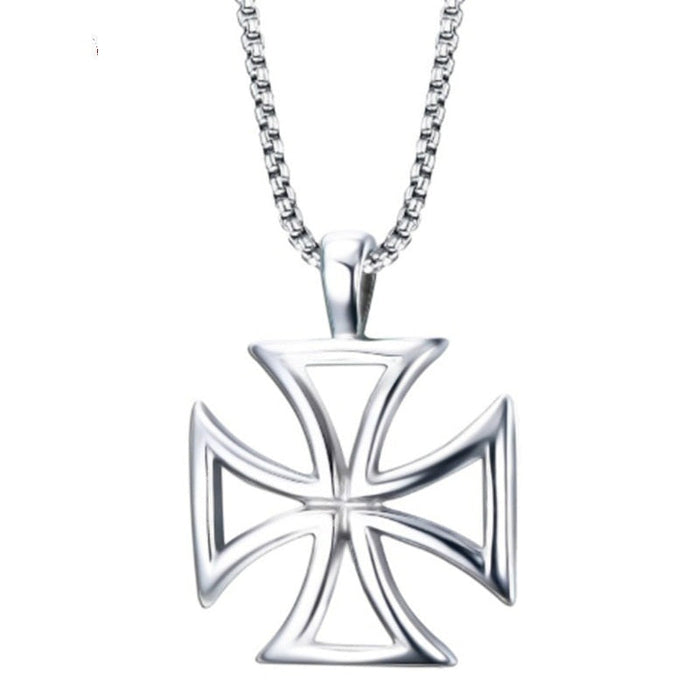Cross Charm Pendant for Necklace: silver, black Iron Cross symbol, bold graphic style