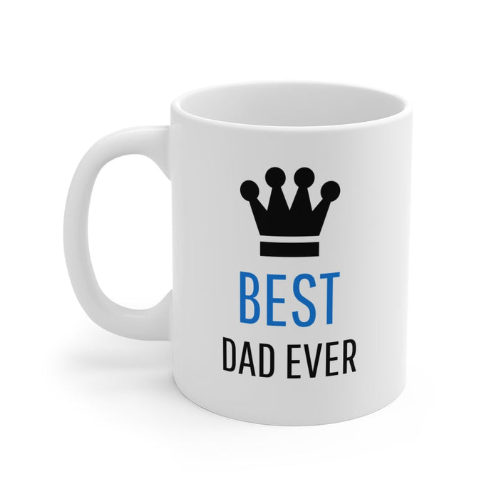 Crowned Coffee Mug for the Ultimate Father: white, black mug, minimal graphic style