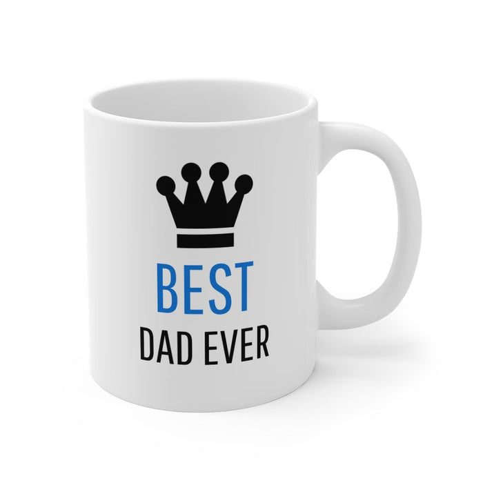 Crowned Coffee Mug for the Ultimate Father: white, black mug, minimal graphic style