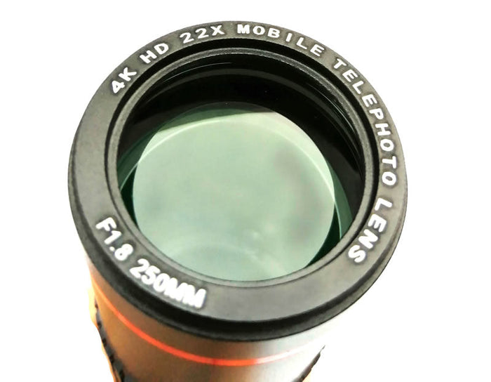 Crystal Clear 22x Zoom Lens Set for Mobile Phone Cameras: black, dark gray mobile telephoto lens attachment, minimal style