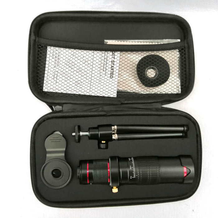 Crystal Clear 22x Zoom Lens Set for Mobile Phone Cameras: black, dark gray mobile telephoto lens attachment, minimal style