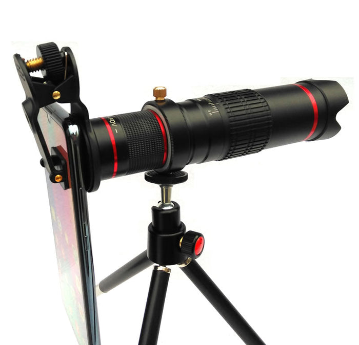 Crystal Clear 22x Zoom Lens Set for Mobile Phone Cameras: black, dark gray mobile telephoto lens attachment, minimal style