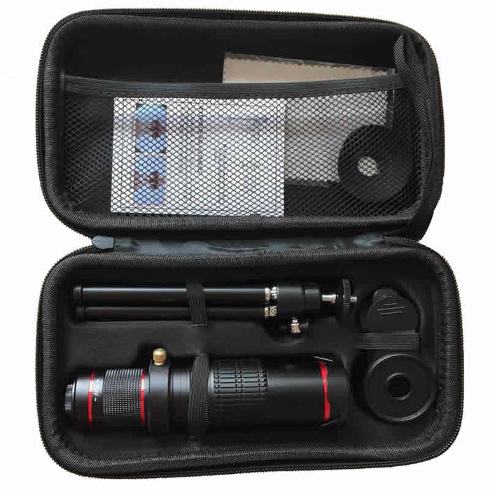 Crystal Clear 22x Zoom Lens Set for Mobile Phone Cameras: black, dark gray mobile telephoto lens attachment, minimal style