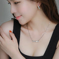 Crystal-Embellished Marni Necklace: silver, clear/white jewelry set, minimal elegant style