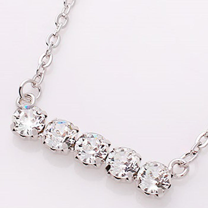 Crystal-Embellished Marni Necklace: silver, clear/white jewelry set, minimal elegant style