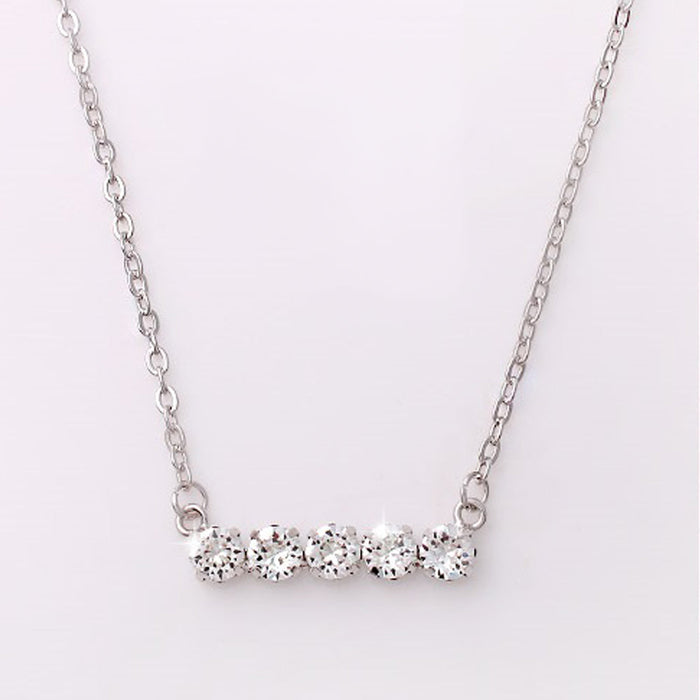 Crystal-Embellished Marni Necklace: silver, clear/white jewelry set, minimal elegant style