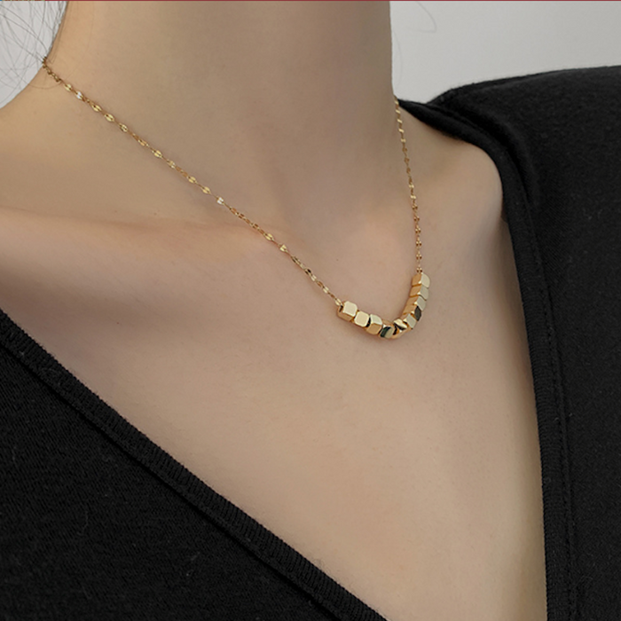 Cubed Necklace for Women: gold necklace, minimal style