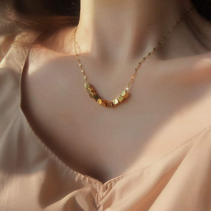Cubed Necklace for Women: gold necklace, minimal style