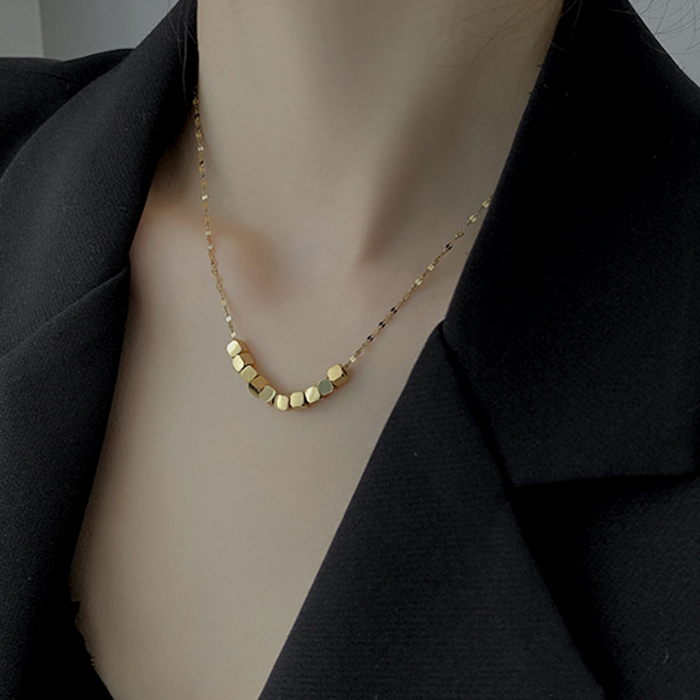 Cubed Necklace for Women: gold necklace, minimal style