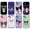 Customizable Soft TPU Phone Cases: black, purple Kuromi character, kawaii cartoon style